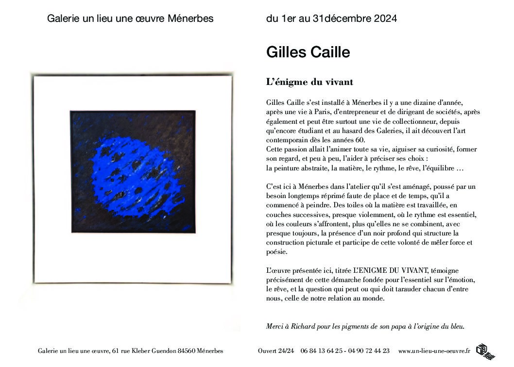 Exposition Gilles Caille à la Galerie un lieu une oeuvre